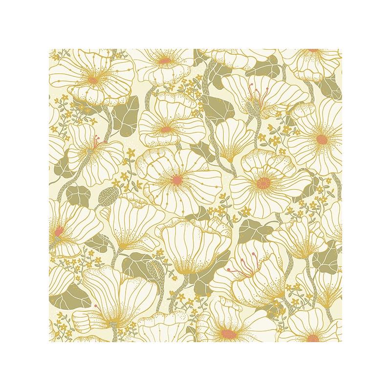 Sample 2932-65111 Lina, Matilda Green Poppy Fields  by A-Street Prints Wallpaper