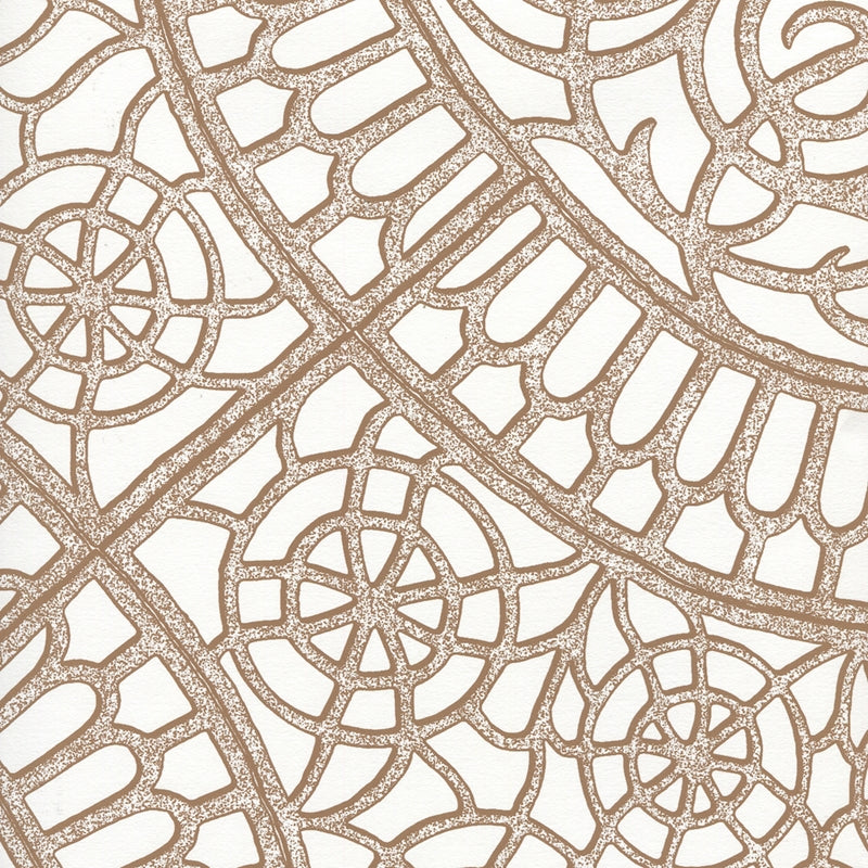 Sample CP1030W-07 Camelot, Cognac On White by Quadrille Wallpaper