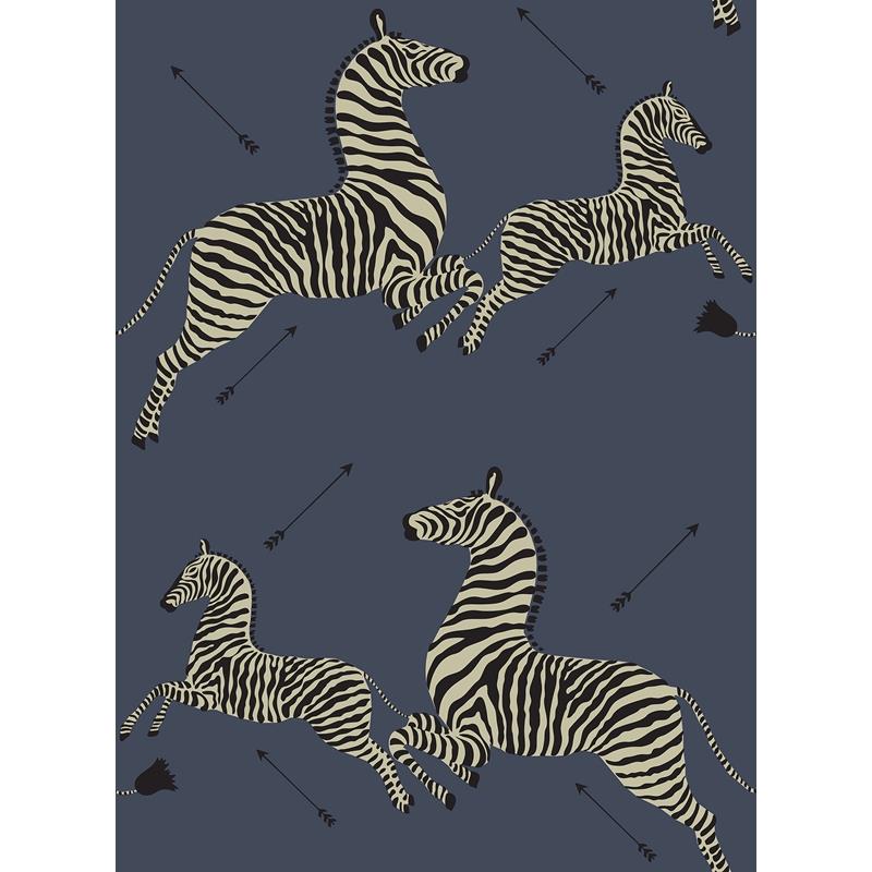 Sample SCS3870 Scalamandre, Denim Zebra Safari Scalamandre Self Adhesive Wallpaper by NuWallpaper