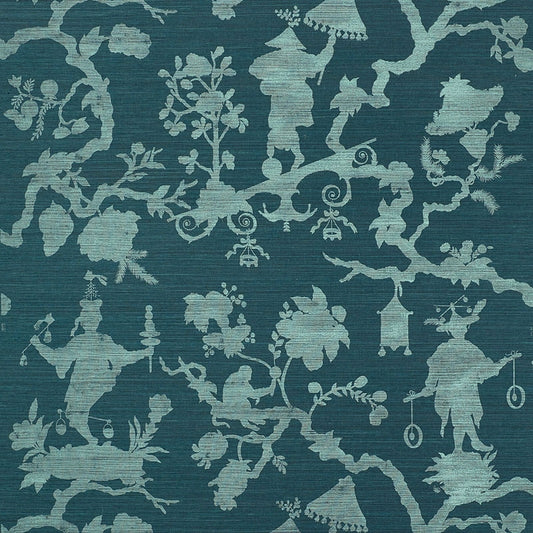 Search 5008253 Shantung Silhouette Sisal Peacock Schumacher Wallpaper