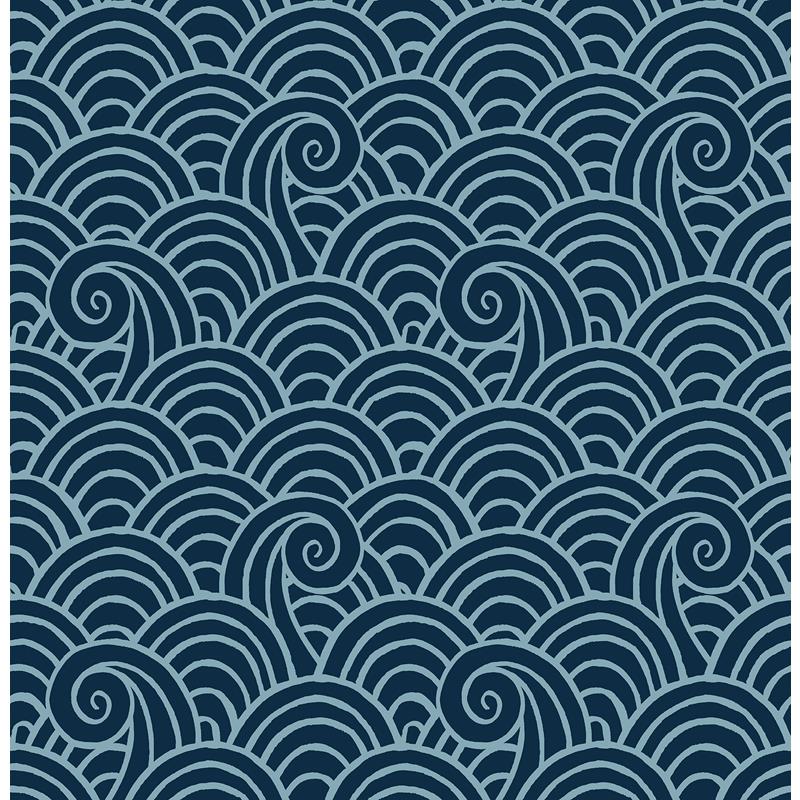 Sample 4081-26305 Happy, Alorah Navy Wave by A-Street Prints Wallpaper