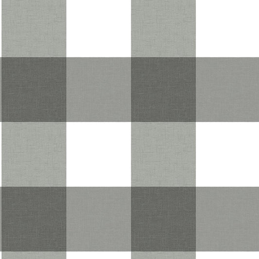 Buy 3115-12532 Farmhouse Amos Black Gingham Black by Chesapeake Wallpaper