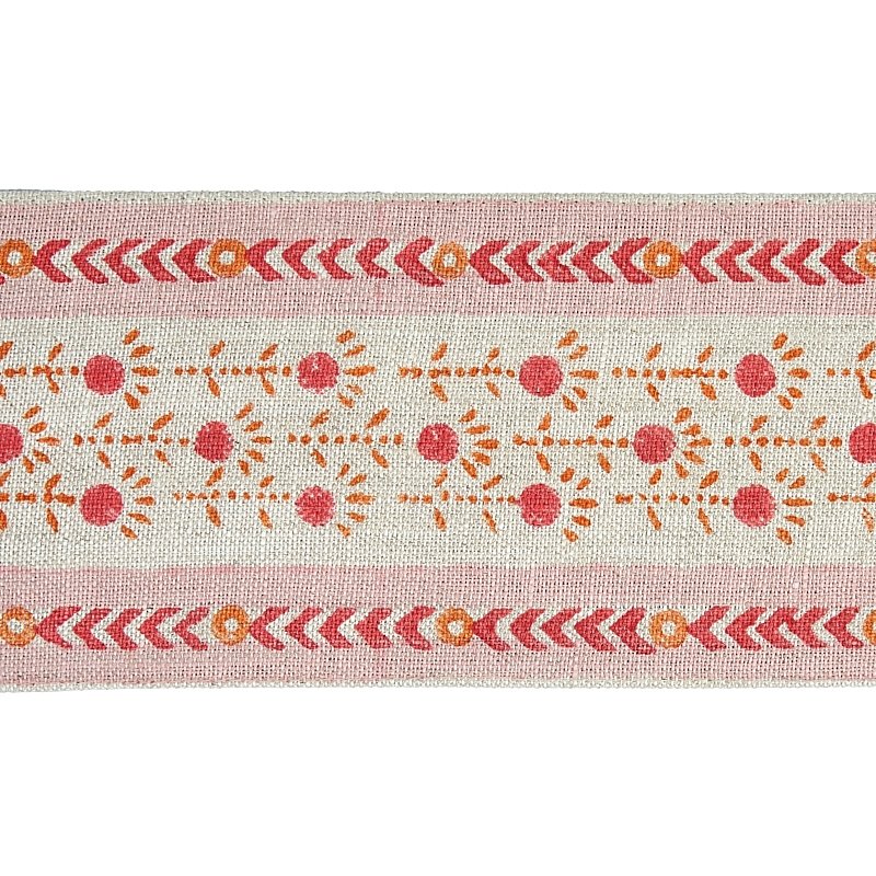 Save 79100 Pica Bella Hand Blocked Tape Pink and Orange by Schumacher Trim