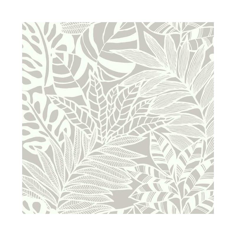 Sample SS2574 Silhouettes, Jungle Leaves Gray York Wallpaper