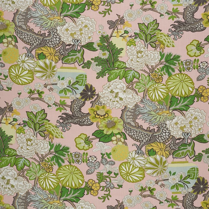 Purchase sample of 173280 Chiang Mai Dragon, Blush by Schumacher Fabric