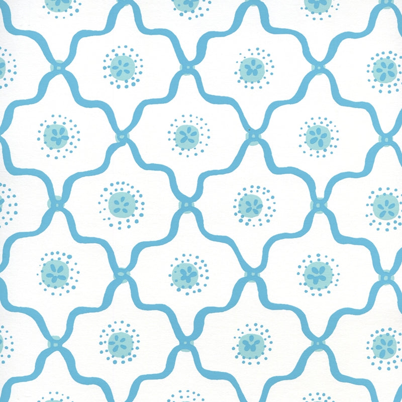 Sample 306320W-01WWP Longfellow, Blue,White by Quadrille Wallpaper