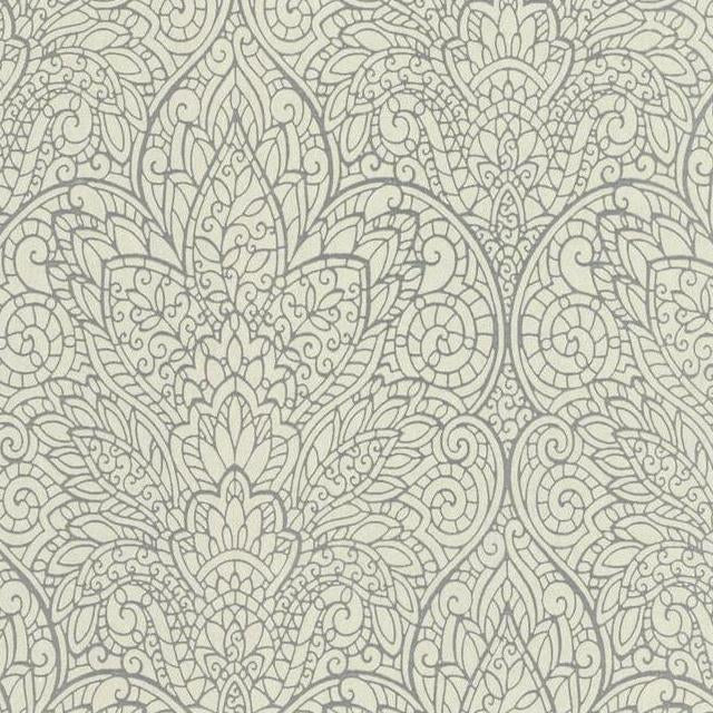 Acquire CD4011 Decadence Paradise color Metallic Gray Damask by Candice Olson Wallpaper