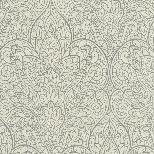 Acquire CD4011 Decadence Paradise color Metallic Gray Damask by Candice Olson Wallpaper
