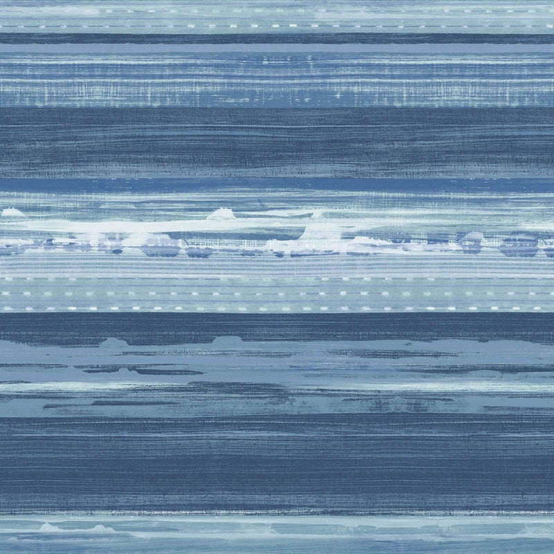 Sample RY31302 Boho Rhapsody, Horizon Brushed Stripe Washed Denim and Sky Blue Seabrook Wallpaper