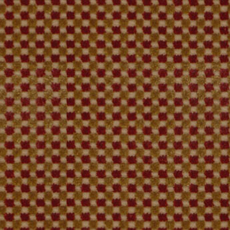 Find 43551 Fenwick Check Velvet Red/Gold by Schumacher Fabric