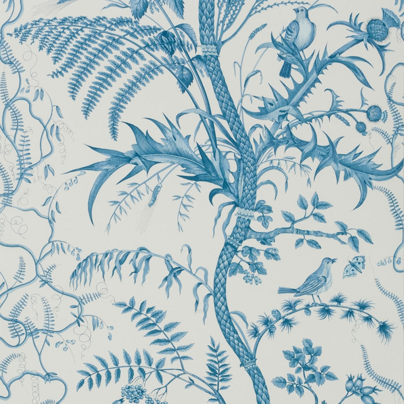 Sample BR-69518.222 Bird And Thistle Blue Brunschwig and Fils