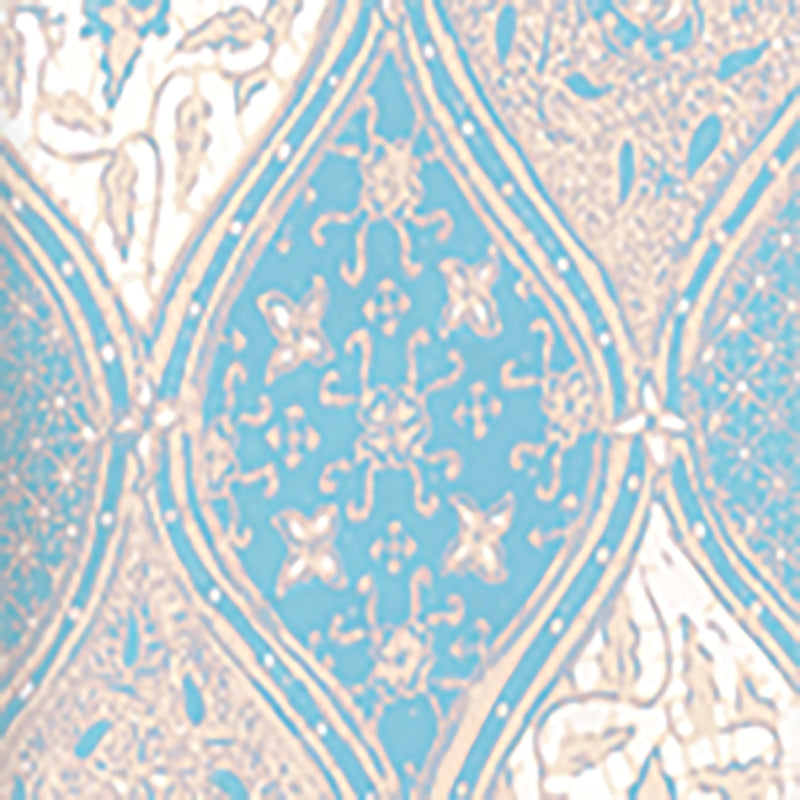 Sample 6630-01WP Balinese Batik, New Blue Cream on White by Quadrille Wallpaper