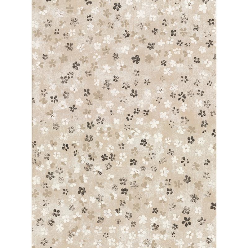 Sample 2904-00203 Fresh Start Kitchen and Bath, Cosima Beige Miniature Floral Wallpaper by Brewster