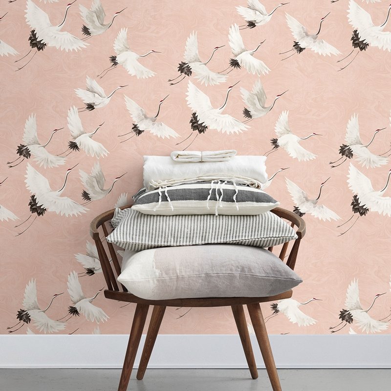 Acquire 2764-24305 Windsong Pink Crane Mistral A-Street Prints Wallpaper