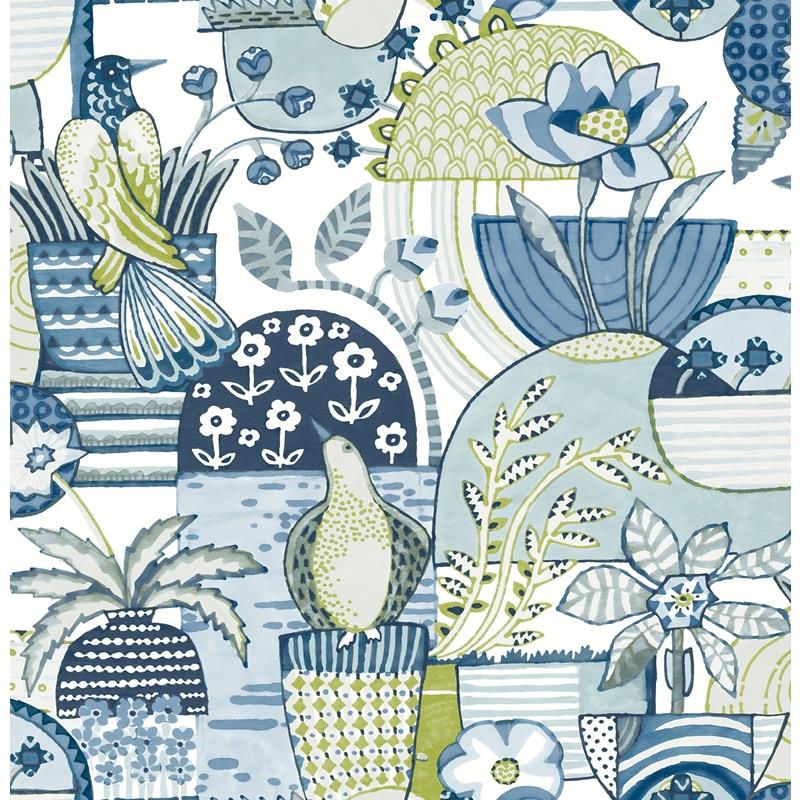 Sample CBS4519 Caroline et Bettina, Blue Avriel Peel and Stick Wallpaper by NuWallpaper