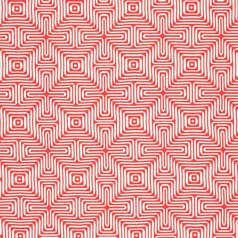 Purchase sample of 65324 Amazing Maze, Coral by Schumacher Fabric