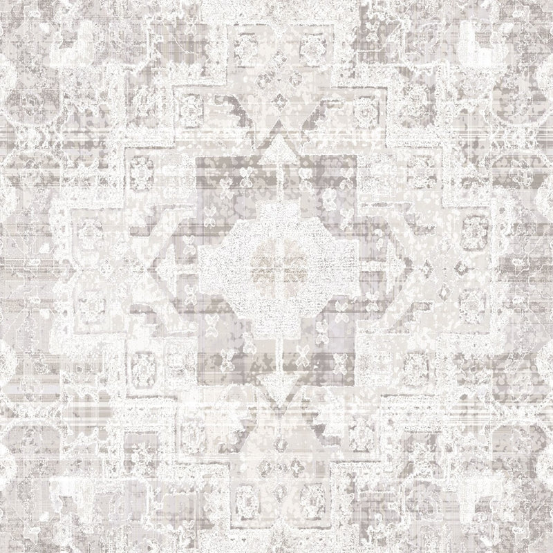 Sample DD148654 Design Department, Desmond Beige Distressed Medallion Wallpaper by Brewster