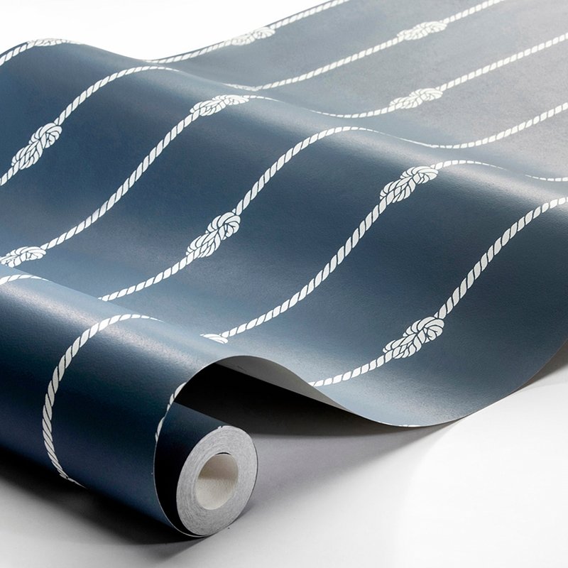 Shop 8858 knot stripe navy borastapeter wallpaper