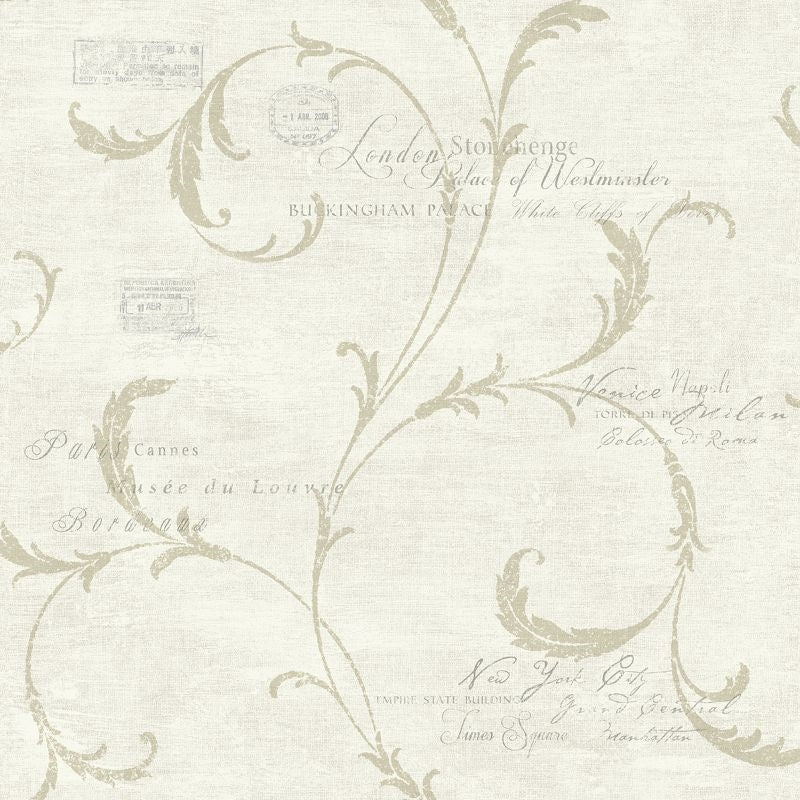Purchase MV82107 Vintage Home 2 Scroll and Stamps by Wallquest Wallpaper