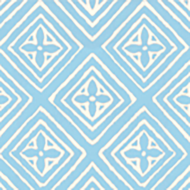 Sample 2490-20WP Fiorentina, Bali Blue on Off White by Quadrille Wallpaper