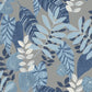 Sample RY30912 Boho Rhapsody, Tropicana Leaves Metallic Gray, Sky Blue, and Champlain Seabrook Wallpaper