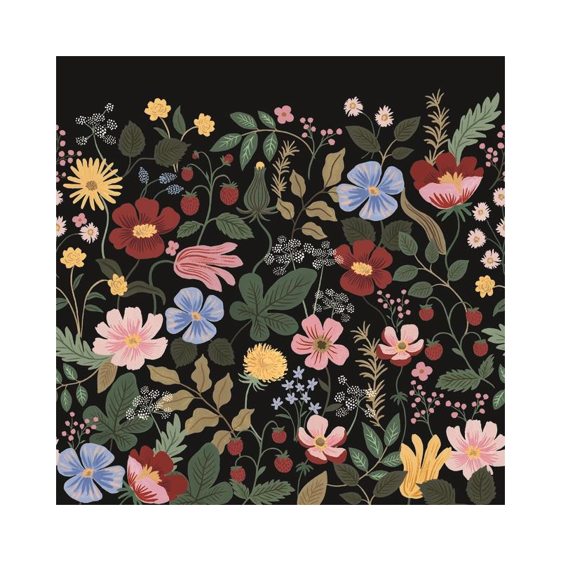 Sample PSW1333M York Premium Peel + Stick, Strawberry Fields Mural Peel and Stick Black/Green York Wallpape