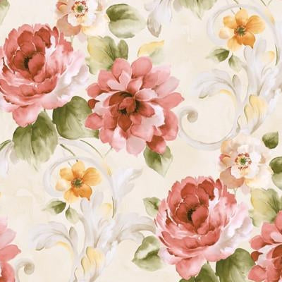 Looking FF50301 Fairfield Reds Floral by Seabrook Wallpaper