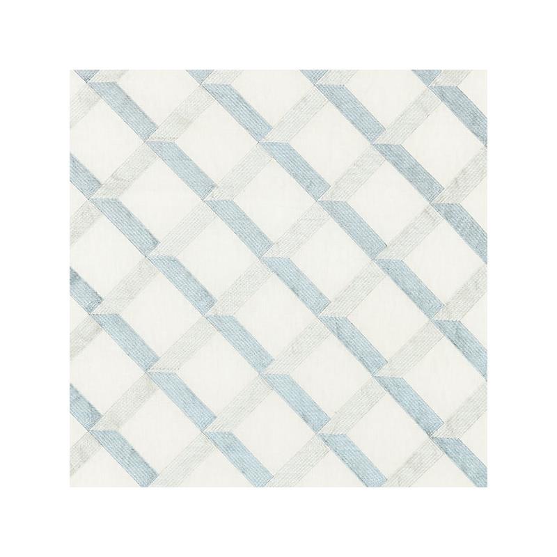 Sample 27090-002 Lattice Embroidery, Water - Scalamandre Fabric (SC 000227090)