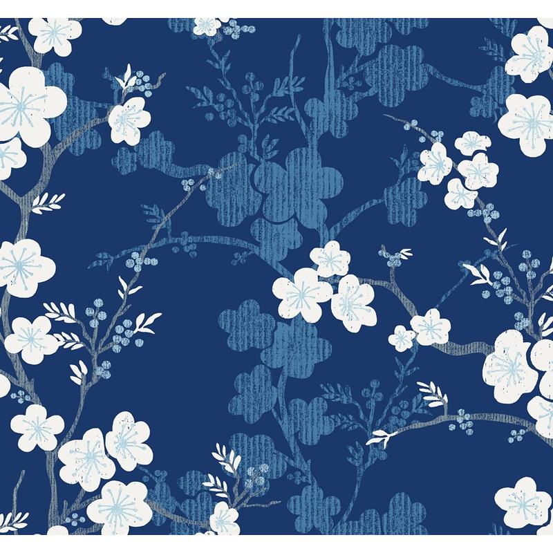 Sample 2973-90104 Daylight, Nicolette Navy Floral Trail by A-Street Prints Wallpaper