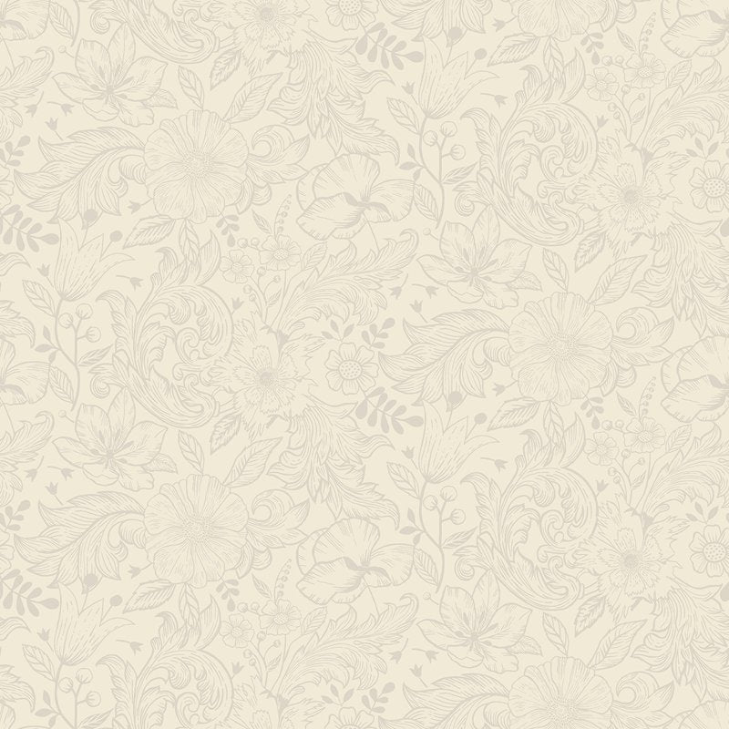 Find 2999-13125 Annelie Wilma White Floral Block Print White A-Street Prints Wallpaper