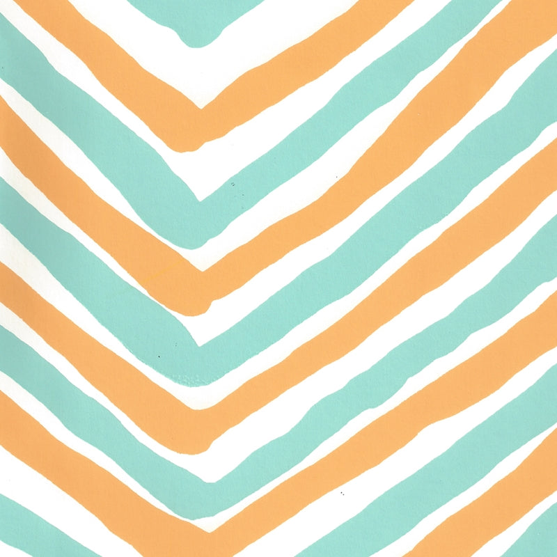 Sample AP950-10 Zig Zag Multi Color, Turquoise yellow on Almost White by Quadrille Wallpaper