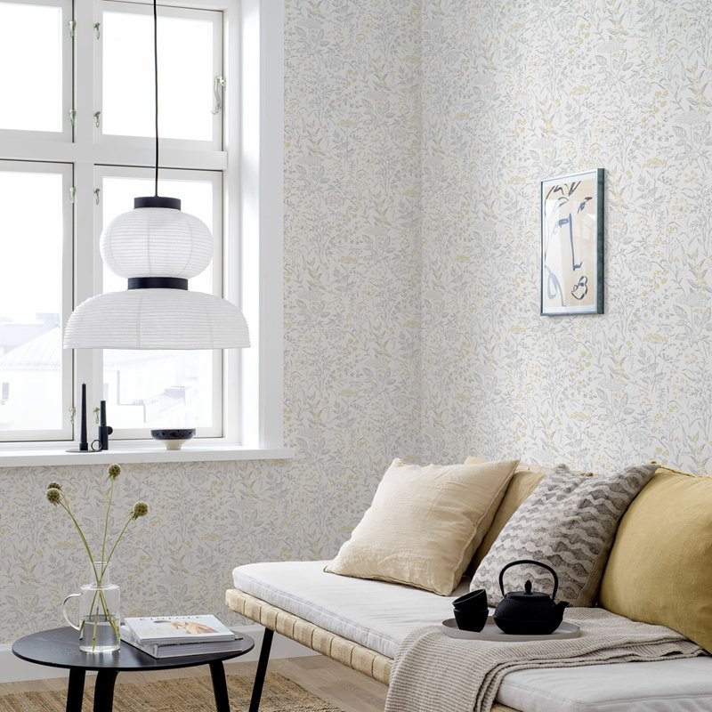 Acquire 9337 delicate dance grey and yellow borastapeter wallpaper