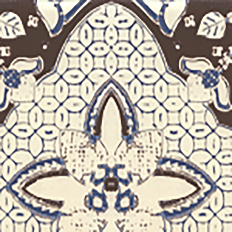 Sample 6430-07WP New Batik, Brown Navy on Off White by Quadrille Wallpaper