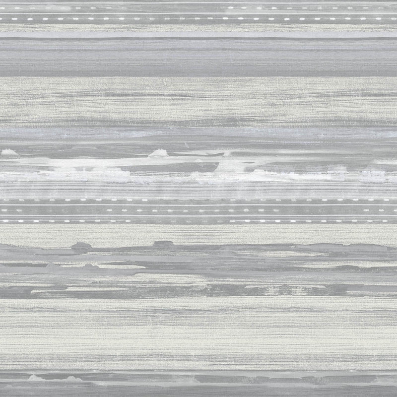 Sample RY31310 Boho Rhapsody, Horizon Brushed Stripe Cinder Gray and Ivory Seabrook Wallpaper
