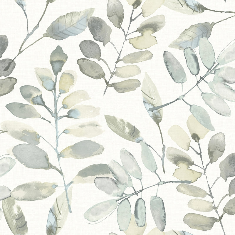 Sample 3124-13905 Thoreau, Pinnate Grey Leaves Wallpaper by Chesapeake