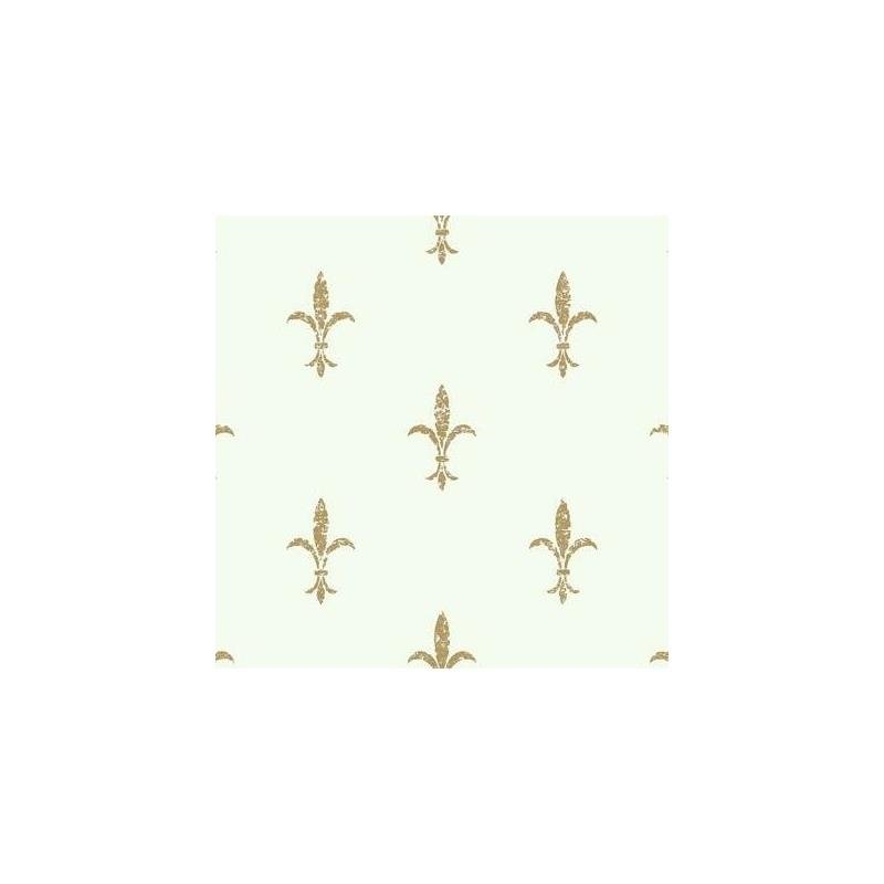 Sample - KT2192 Ronald Redding 24 Karat, Fleur De Lis Wallpaper White/Gold by Ronald Redding