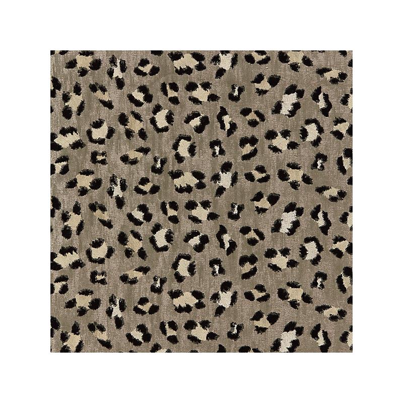 Sample 27075-003 Broderie Leopard, Ebony On Silver - Scalamandre Fabric (SC 000327075)
