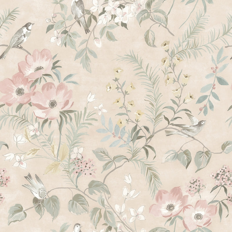 Sample 4072-70003 Delphine, Frederique Blush Bloom Wallpaper by Chesapeake