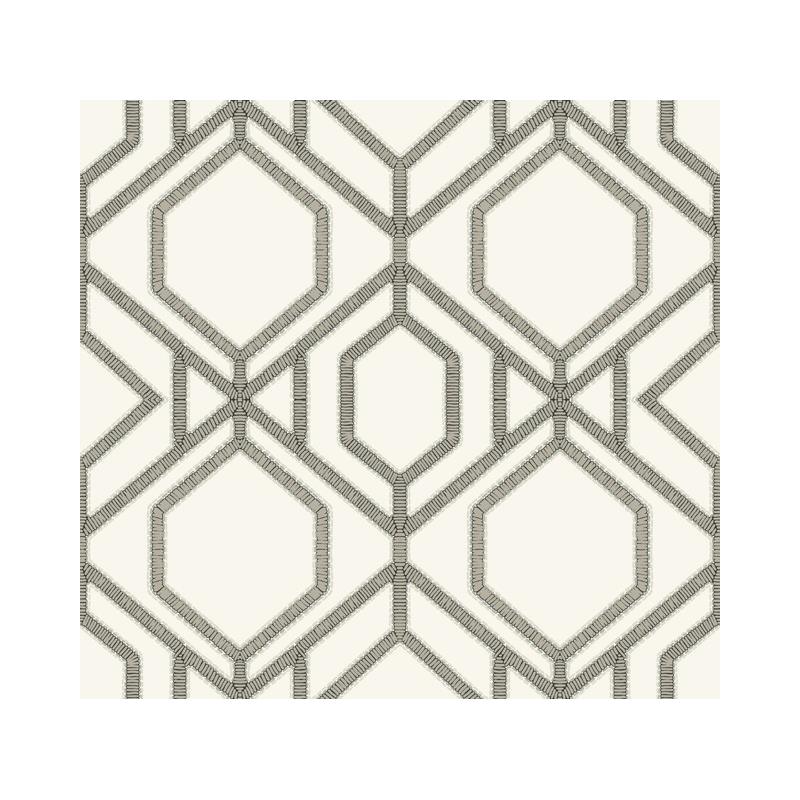 Sample TC2635 Tropics Resource Library, Sawgrass Trellis White/Taupe York Wallpaper