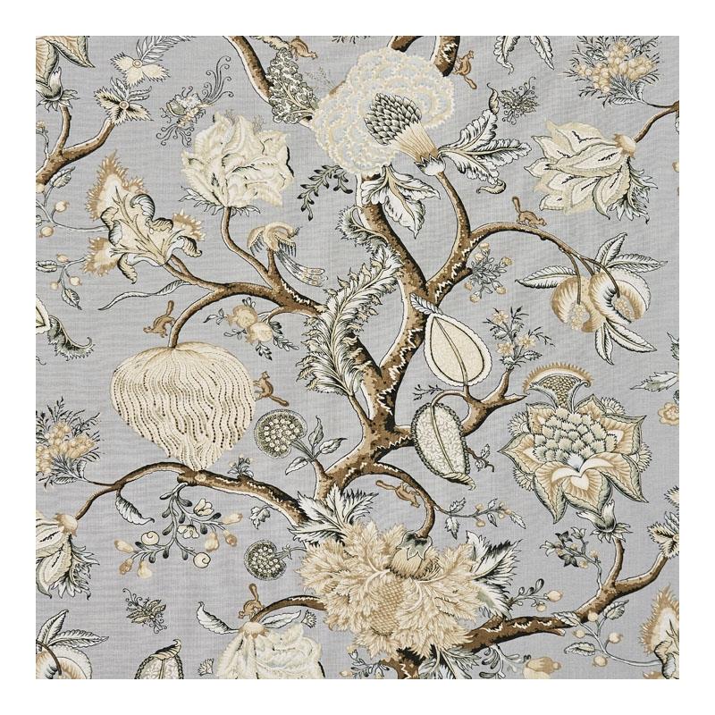 Sample 16556-003 Pondicherry Linen Print, Mineral by Scalamandre Fabric (SC 000316556)