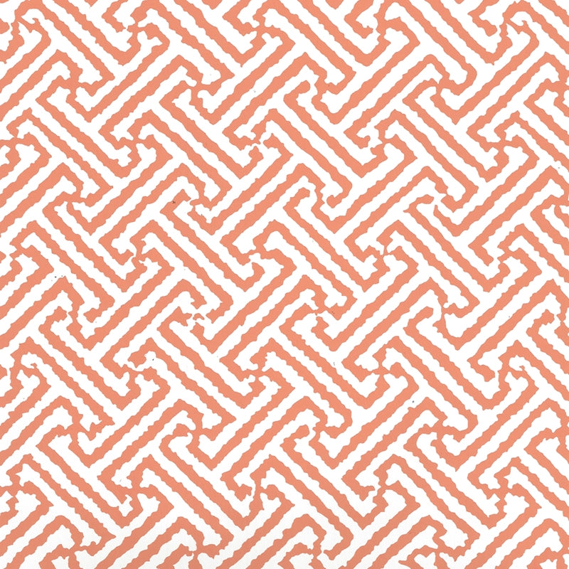 Sample 6890WP-13 Java Java, Salmon Orange on White by Quadrille Wallpaper