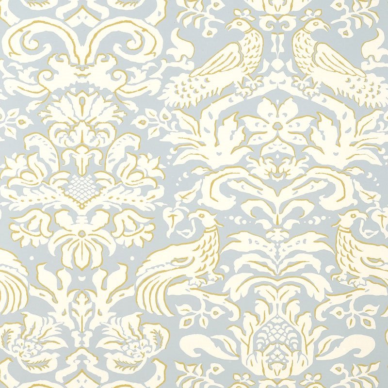 Search 5003610 Aldwyn Damask Robin'S Egg Schumacher Wallpaper