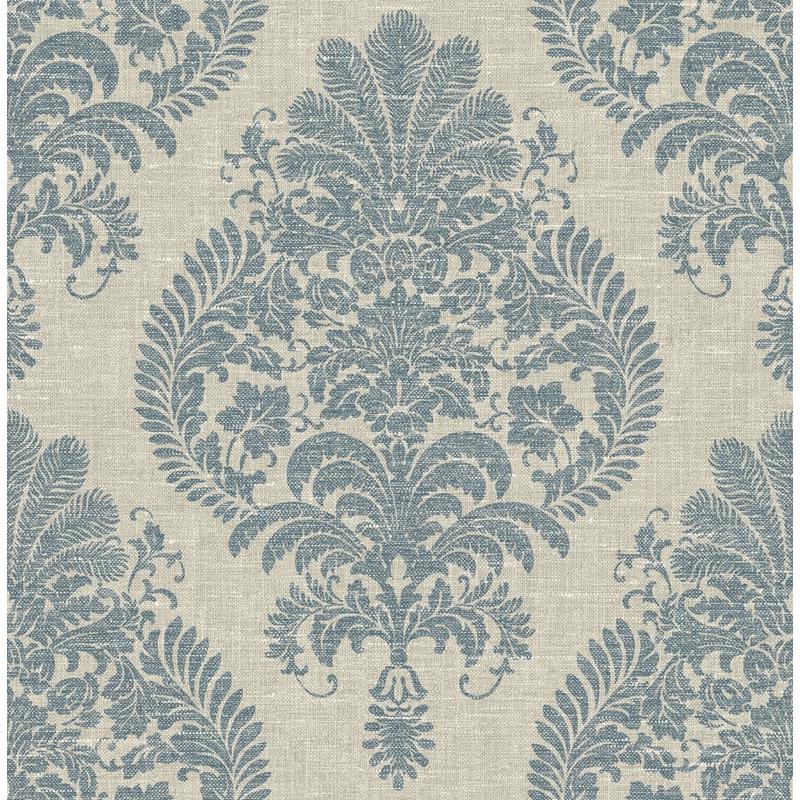 Order LN10402 Luxe Retreat Antigua Damask Blue by Seabrook Wallpaper