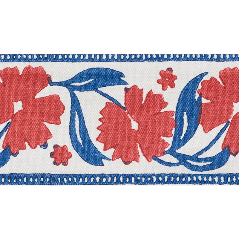 74402 | Adra Hand Blocked Tape, Red & Blue - Schumacher Fabric