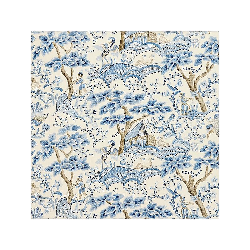 Sample 16590-001 Kelmescott Hand Block Print, Porcelain - Scalamandre Fabric (SC 000116590)
