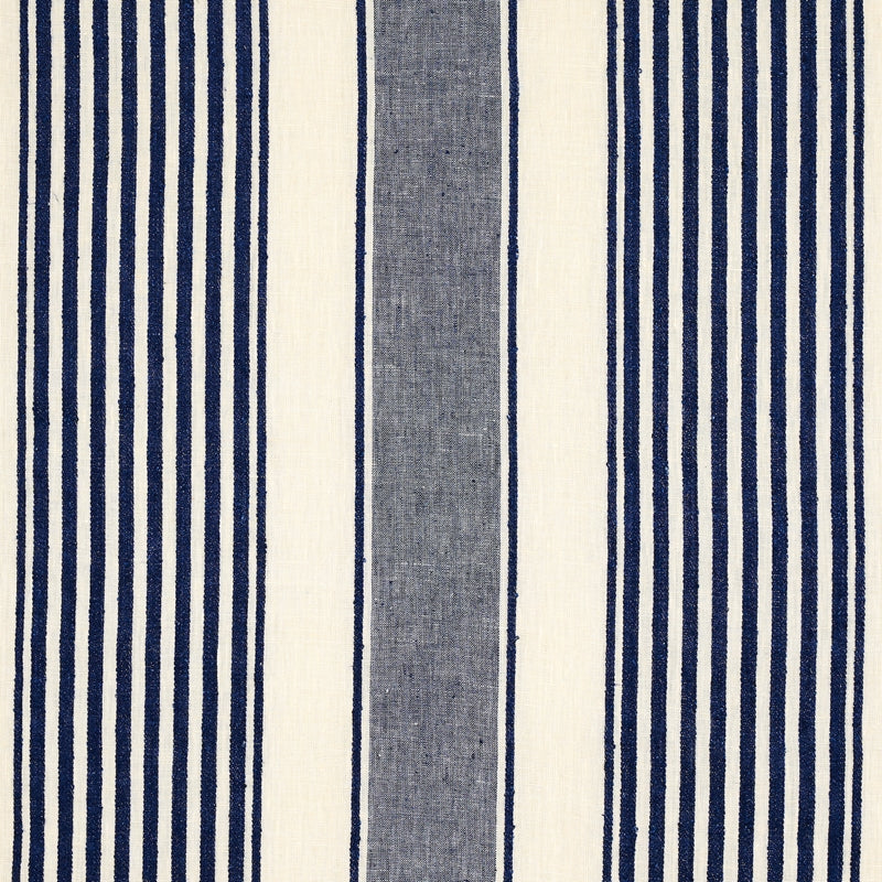 Acquire 66095 Summerville Linen Stripe Navy by Schumacher Fabric