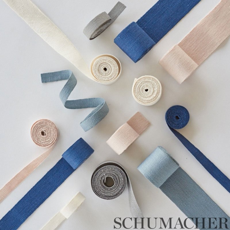 76862  Mathias Linen Tape Medium, Grey - Schumacher Fabric