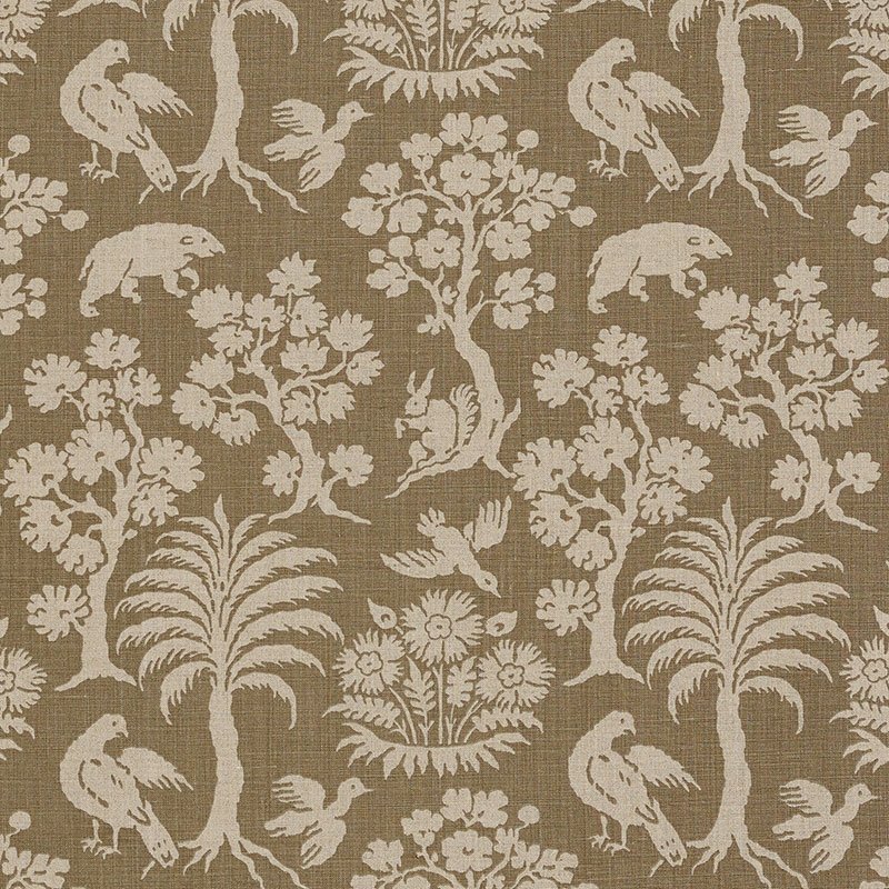Purchase sample of 176172 Woodland Silhouette, Mocha by Schumacher Fabric