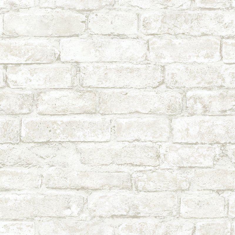 Save 3115-12481 Farmhouse Arlington Off-White Brick Off-White by Chesapeake Wallpaper