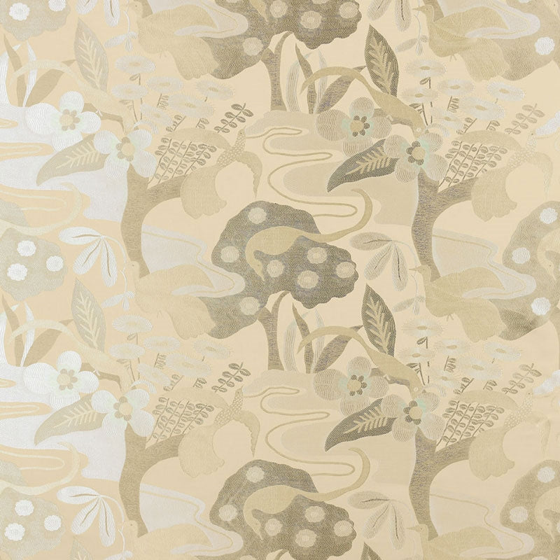 Purchase sample of 54072 Katsura Lampas, Platinum by Schumacher Fabric